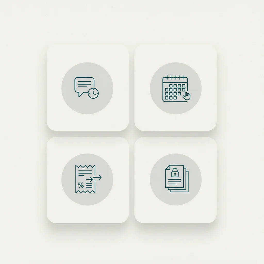 Diagram showing the four core functions of a co-parenting app: messaging, shared calendar, expense tracking, and permanent records