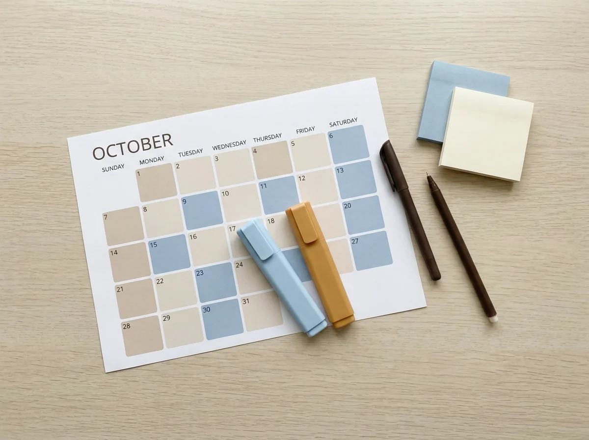 Monthly calendar with two-color highlighting showing an alternating co-parenting schedule